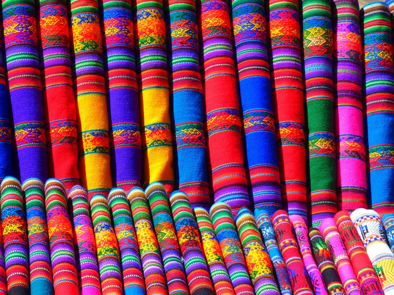 Colorful fabric on the market